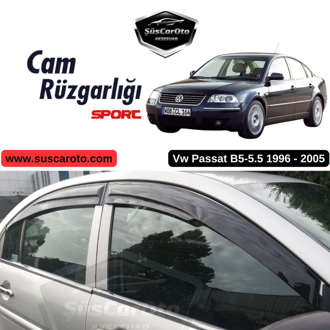 Vw Passat B5 - B5.5 1996-2005 Uyumlu Mugen Cam Rüzgarlığı Seti Piano Black 4'lü İthal image 0