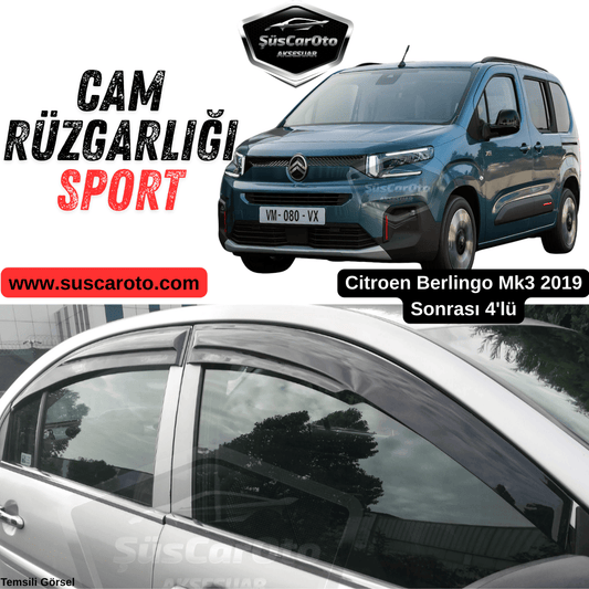 Citroen Berlingo Mk3 2019 Sonrası Uyumlu Mugen Cam Rüzgarlığı Seti Piano Black 4'lü İthal Parlak Siyah image 0