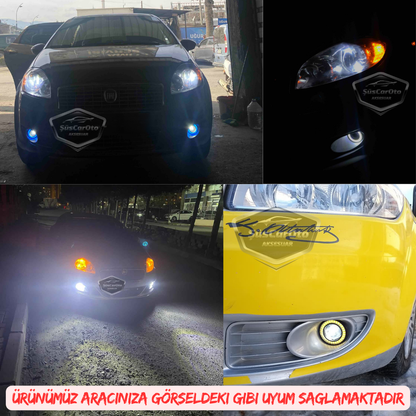 Fiat Linea 2007-2018 Uyumlu Üniversal Mercekli Angel Sis Farı Metal Su Geçirmez 76 mm Beyaz Halkalı Gündüz Farı Angel Eyes 2 Adet image 4