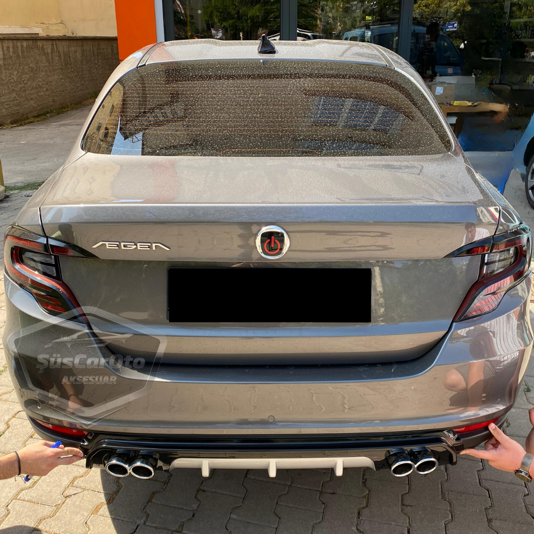 Fiat Egea Sedan 2015 Sonrası Araca Özel Piano Black Arka Difüzör 4 Krom Egzoz Çıkışlı Parlak Siyah Arka Tampon Eki İthal 1.Sınıf image 7