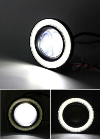 Üniversal Mercekli Angel Sis Farı Metal Su Geçirmez 89 mm Beyaz Halkalı Angel Eyes image 2