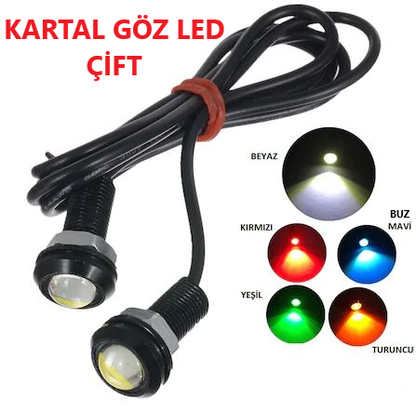 Ayna Altı Kartal Göz Led Eye Gündüz Farı Buz Mavi-Turuncu-Beyaz Çift image 0