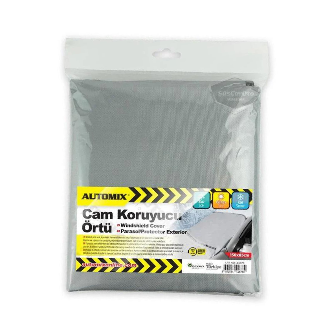 Oto Cam Koruyucu Örtü Ön Cam Brandası Araç Camı Buzlanma Önleyici Ve Koruyucu Branda Cam Üstü Kar Örtüsü Buz Brandası Güneş Önleyici 150 x 85 cm image 1