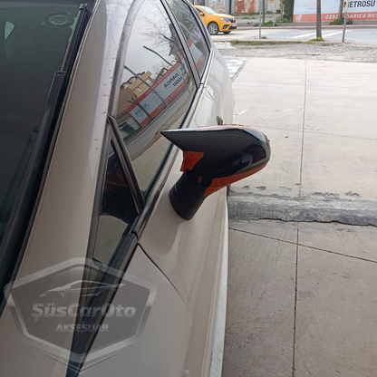 Seat Leon Mk2 2005-2008 Makyajsız Kasa İle Uyumlu Batman Yarasa Ayna Kapağı Piano Black ABS Plastik image 2