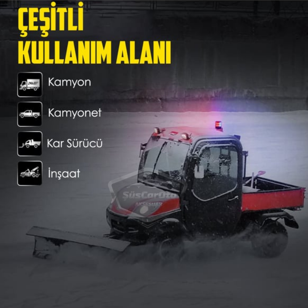 Mıknatıslı Çakarlı Tavan Tepe Lambası Yuvarlak Tip Off Road Ambulans İtfaiye Kurtarıcı Çakar Çakmaklık Girişli Su Geçirmez Turuncu 12-24V Tepe Çakar image 5