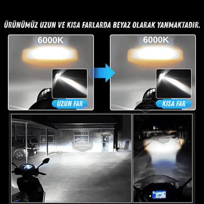 Seat İbiza Mk4 2008-2017 Uyumlu Mercekli Far Ampulü Led Xenon Beyaz Renk Far Şimşek Etkili CSP Led Lamba Uzun Kısa 2 Adet Takım image 2