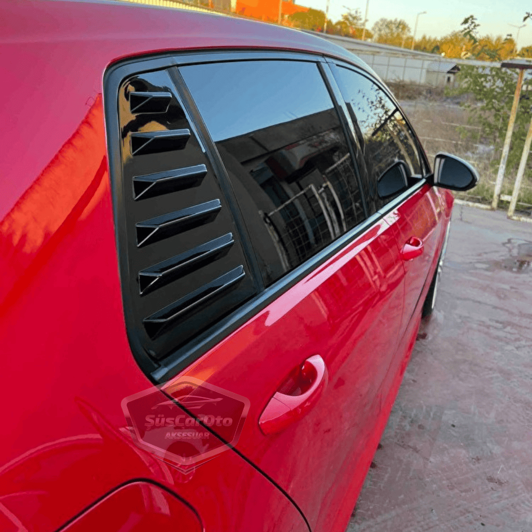 Vw Golf 7 7.5 2012-2020 Uyumlu Kelebek Cam Izgarası Kelebek Cam Vizörü Havalandırma Sağ Sol Takım Parlak Siyah image 4