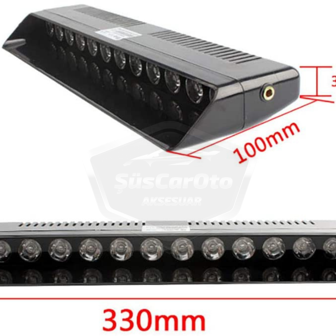S12 Cam İçi Vantuzlu Ambulans İtfaiye Çakar Lamba İkaz Lambası 12 Ledli 12 Farklı Mod Sarı Çakmaklık Girişli image 2