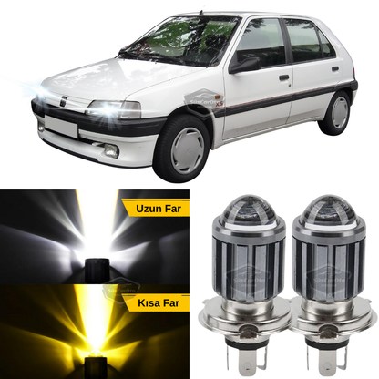 Peugeot 106 1991-2004 Uyumlu Mercekli Far Ampulü Led Xenon Çift Renk Sarı-Beyaz Far Şimşek Etkili CSP Led Lamba Uzun Kısa 2 Adet Takım image 0
