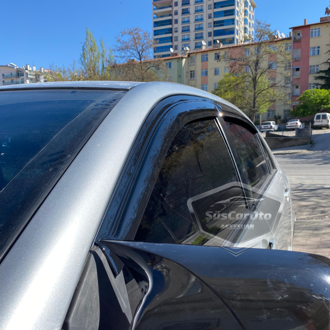 Toyota Corolla E120 2002-2006 Sedan Uyumlu Mugen Cam Rüzgarlığı Seti Piano Black 4'lü İthal image 7