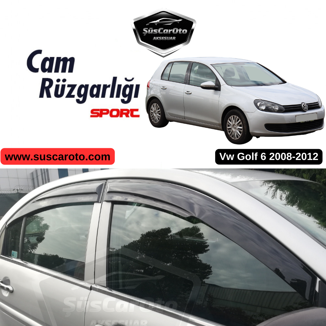 Vw Golf 6 2008-2012 Uyumlu Mugen Cam Rüzgarlığı Seti Piano Black 4'lü İthal image 0