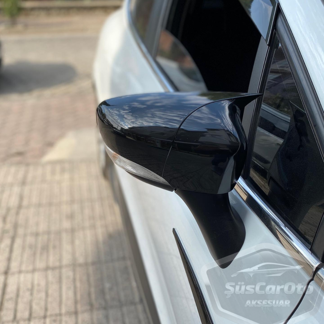 Renault Clio 4 2012-2019 Batman Yarasa Ayna Kapağı Piano Black ABS Plastik image 3