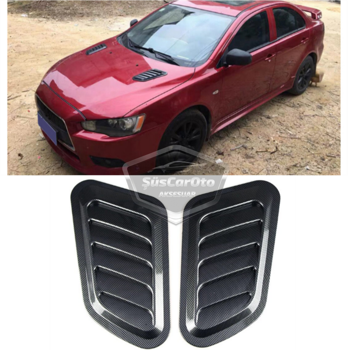 Universal Karbon Kaput Üstü Havalandırma Izgarası Venti Universal Air Scoop 2'li image 0