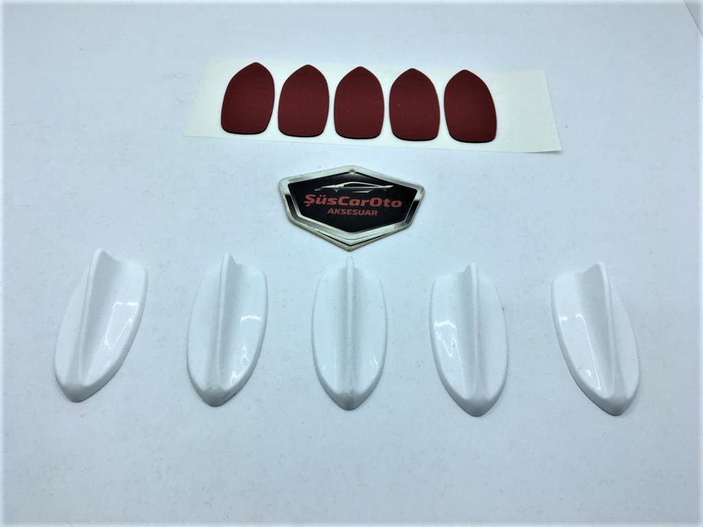 5 li Mini Shark Balina Anten Seti Balık Sırtı Süs Anten Beyaz image 4