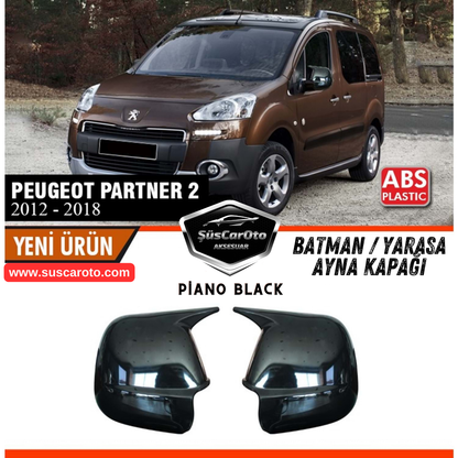 Peugeot Partner Tepee 2012-2018 Uyumlu Batman Yarasa Ayna Kapağı Piano Black ABS Plastik Sağ Sol Takım image 0