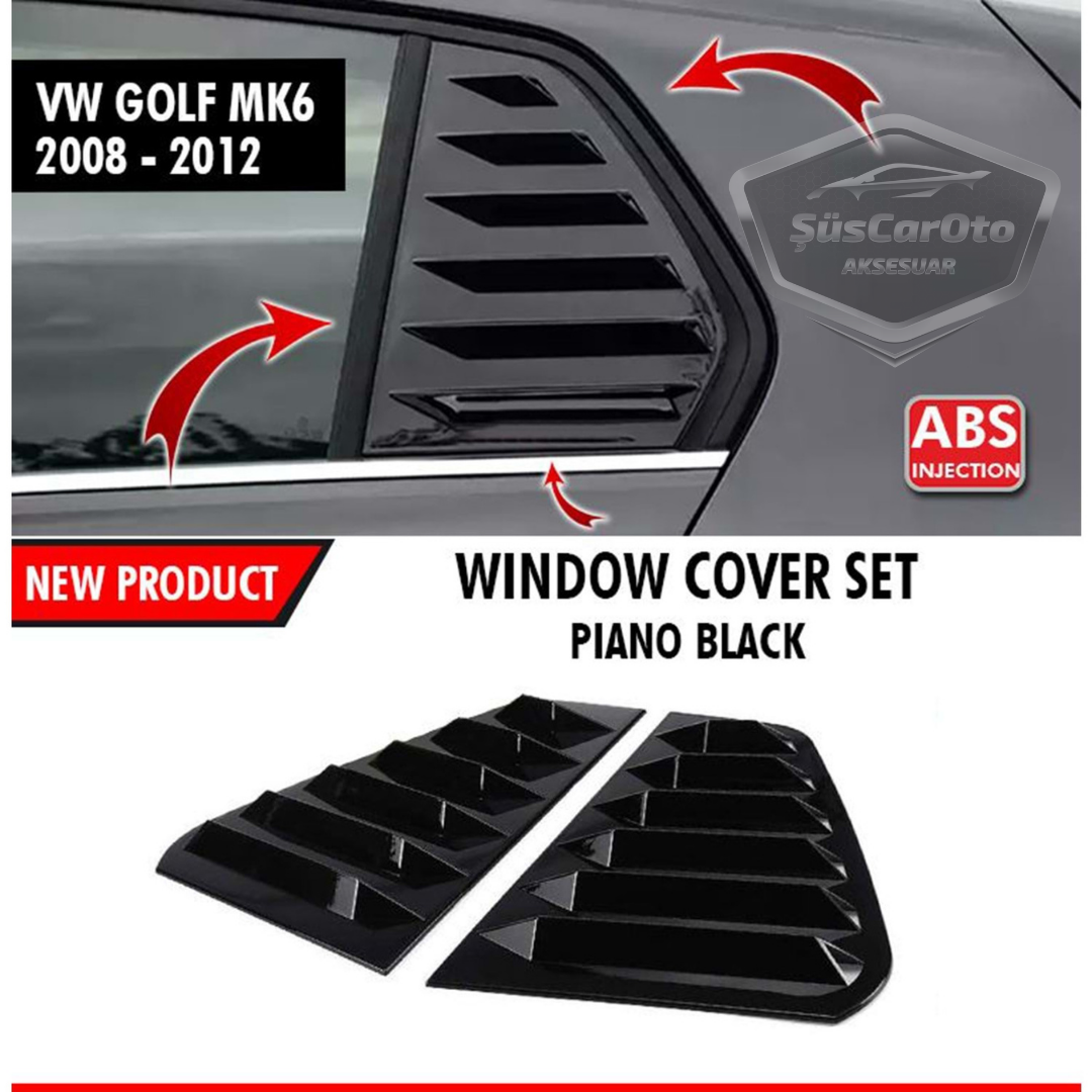 Vw Golf 6 2008-2012 Uyumlu Kelebek Cam Izgarası Kelebek Cam Vizörü Havalandırma Sağ Sol Takım Parlak Siyah image 1