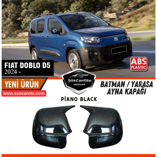 Fiat Doblo D5 2023 Sonrası Uyumlu Batman Yarasa Ayna Kapağı Piano Black ABS Plastik Sağ Sol Takım image 0