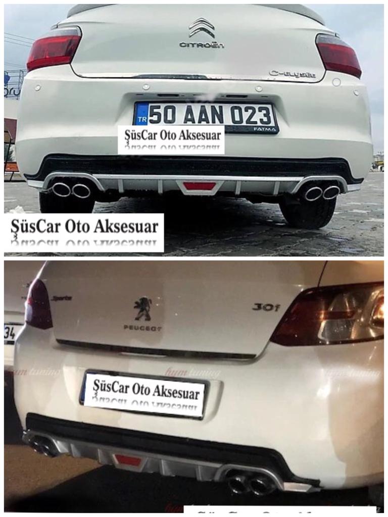 Üniversal 4 Çıkışlı Egzoz Görünümlü Difüzör Arka Tampon Eki image 9