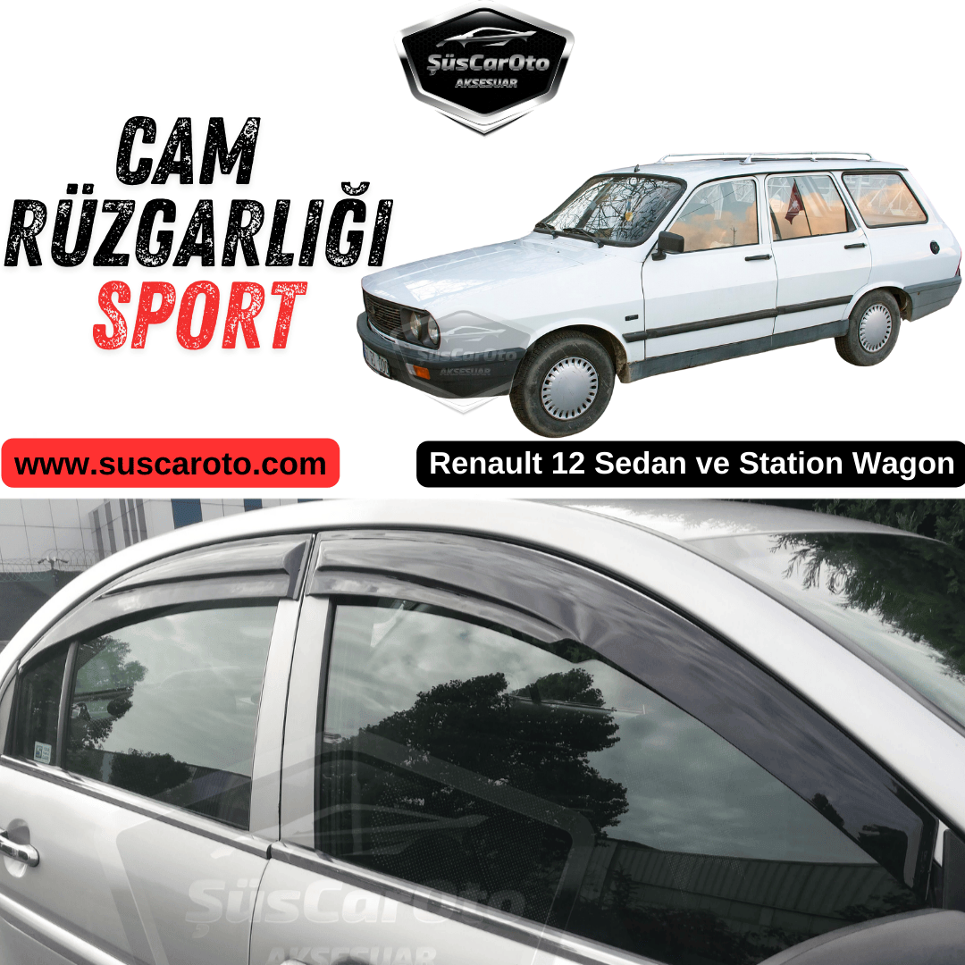 Renault 12 Sedan Toros Sw Station Wagon 1988-2001 Uyumlu Mugen Cam Rüzgarlığı Seti Piano Black 4'lü İthal Parlak Siyah image 0