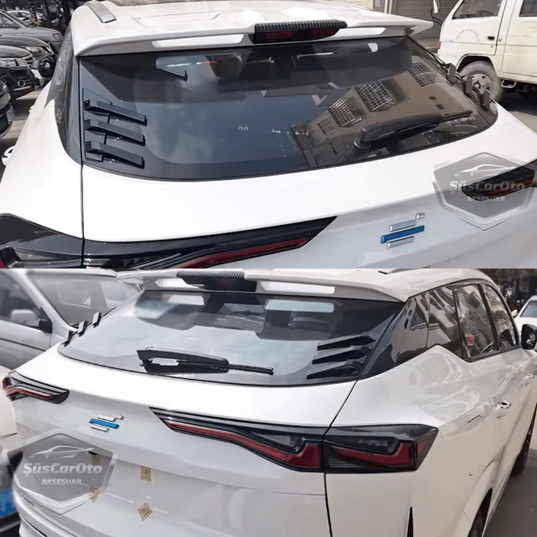 3D Sportif Üniversal Her Araca Uyumlu Arka Cam Havalandırma Venti Air Scoop İthal Dekor Ventil 2 Parça Siyah Sağ Sol Takım image 7