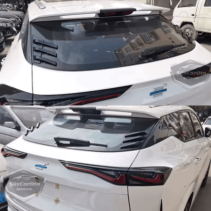 3D Sportif Üniversal Her Araca Uyumlu Arka Cam Havalandırma Venti Air Scoop İthal Dekor Ventil 2 Parça Siyah Sağ Sol Takım image 7