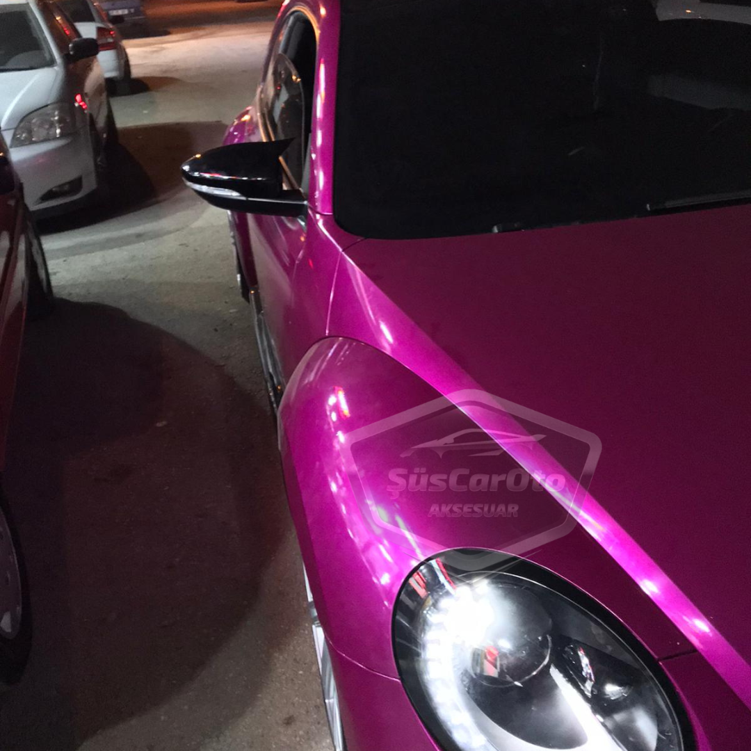 Vw New Beetle 2011-2019 Batman Yarasa Ayna Kapağı Piano Black ABS Plastik image 2