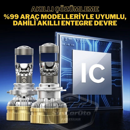 H4 Lazer Mercekli Far Ampulü Ufuk Çizgili Otomobil Araç Motosiklet Uyumlu Profesyonel Mini Projektör LED Beyaz Led Xenon Lamba 8200LM Şimşek Etkili Uzun Kısa 2 Adet 12/36v 55W image 4