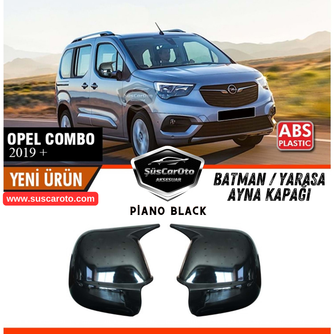 Opel Combo 2019 Sonrası Uyumlu Batman Yarasa Ayna Kapağı Piano Black ABS Plastik Sağ Sol Takım image 0