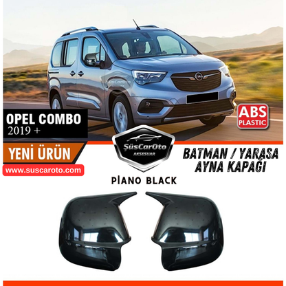 Opel Combo 2019 Sonrası Uyumlu Batman Yarasa Ayna Kapağı Piano Black ABS Plastik Sağ Sol Takım image 0