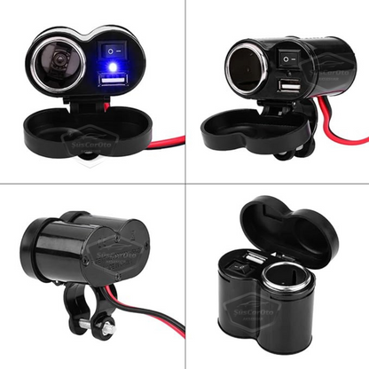 Motosiklet Atv Elektrikli Bisiklet Jetski 12-45V Çakmaklık/USB Şarj Soketi Su Geçirmez Gidon Montaj Çok Fonksiyonlu USB Şarj Cihazı image 4