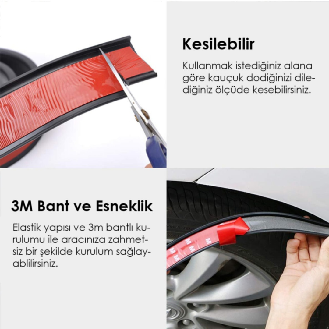 Üniversal Elastik Çamurluk Dodik Seti Poliüretan Çamurluk Kaplaması 45 mm x 5 metre Montaj Setli Siyah image 6