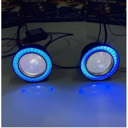 Üniversal Mercekli Angel Sis Farı Metal Su Geçirmez 89 mm Buz Mavi Halkalı Angel Eyes image 3
