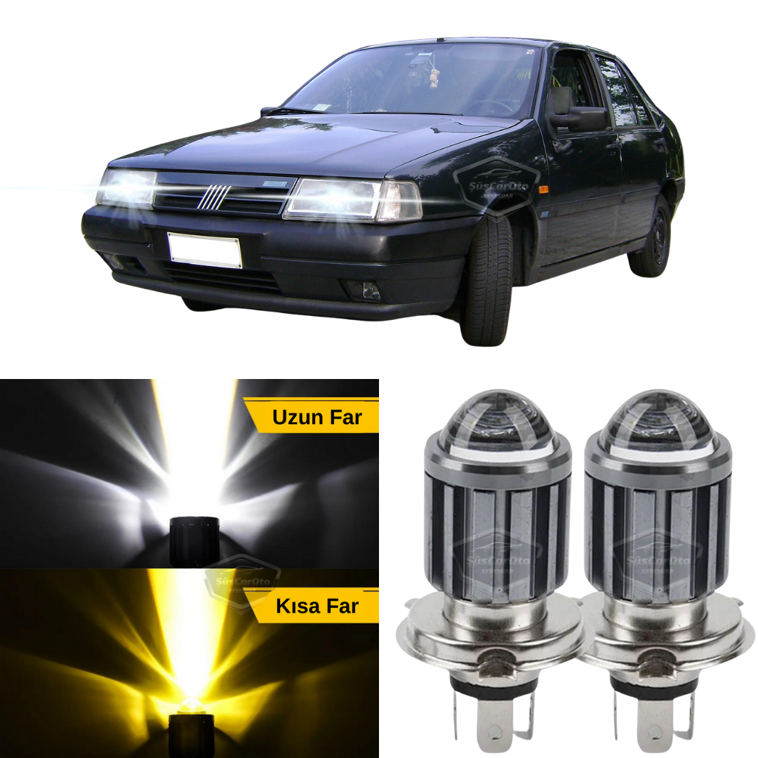Fiat Tempra 1990-1999 Uyumlu Mercekli Far Ampulü Led Xenon Çift Renk Sarı-Beyaz Far Şimşek Etkili CSP Led Lamba Uzun Kısa 2 Adet Takım image 0