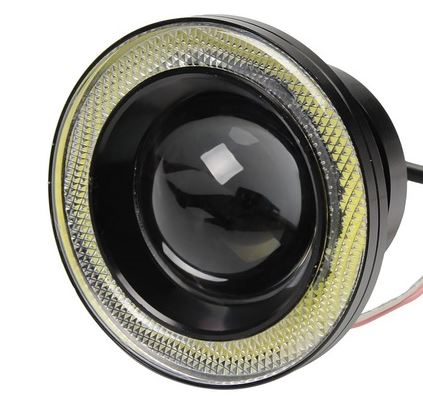 Üniversal Mercekli Angel Sis Farı Metal Su Geçirmez 89 mm Sarı Halkalı Angel Eyes image 4