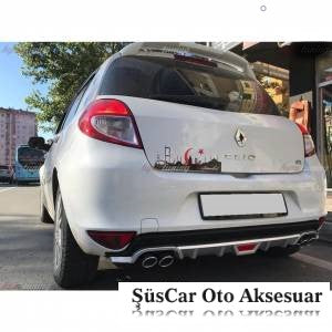 Renault Clio 3 Hb 4 Çıkışlı Egzoz Görünümlü Difüzör Tampon Eki image 1