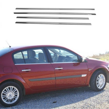 Renault Megane 2 Sedan 2004-2010 Krom Cam Çıtası 4 Kapı 4 Parça Paslanmaz Çelik image 1
