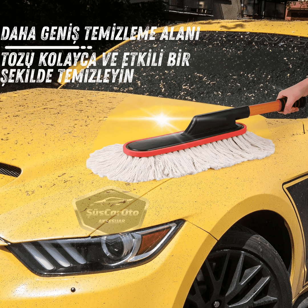 Teleskopik Uzun Saplı Cilalı Araba Temizleme Püskülü 1.Sınıf Oto Toz Alma Fırçası Detay Mopu Mikrofiber Çizmez Pamuk İplik image 6