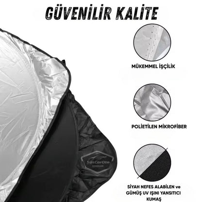 Oto Katlanabilir Premium Ön Güneşlik Ön Arka Cam Gölgelik Metalize Yeni Nesil Güneş Koruyucu Oto Araba Suv Tır 69 cm x 149 cm image 1