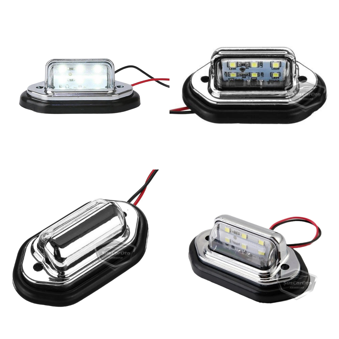 Üniversal Plaka Lambası 6 Led Güçlü Işık Su Geçirmez Krom Araç Plaka Işığı Ultra Parlak Oto Aydınlatma 12/24V 2 Adet image 6