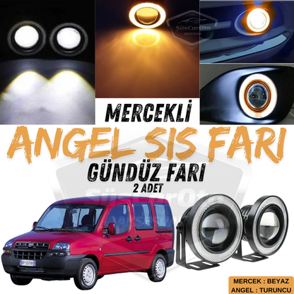 Fiat Doblo D1 2000-2005 Uyumlu Üniversal Mercekli Angel Sis Farı Metal Su Geçirmez 76 mm Turuncu Halkalı Gündüz Farı Angel Eyes 2 Adet image 0