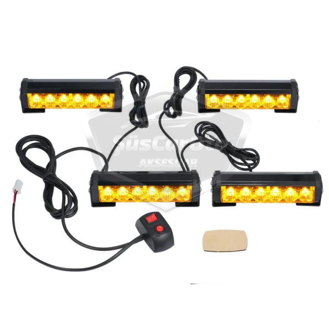 Profesyonel 6 Led Panjur İçi Tavan Tepe Çakar Lamba 4 lü Turuncu Ayaklı 12/24 Volt Off Road Ambulans İtfaiye Kurtarıcı Motosiklet Çakar Lamba İkaz Lambası Metal 9 Modlu Uyarı Işığı image 6