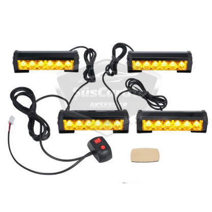 Profesyonel 6 Led Panjur İçi Tavan Tepe Çakar Lamba 4 lü Turuncu Ayaklı 12/24 Volt Off Road Ambulans İtfaiye Kurtarıcı Motosiklet Çakar Lamba İkaz Lambası Metal 9 Modlu Uyarı Işığı image 6
