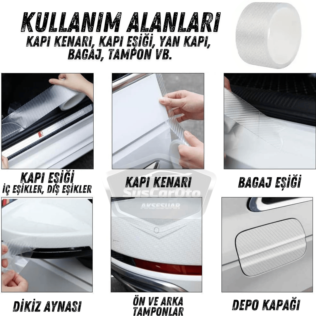 Üniversal Araç İçi 3D Şeffaf Karbon Kapı Eşik Bandı Arka Tampon Eşiği Koruma Folyosu Orijinal Hava Kanallı Yapışkanlı İthal Çok Amaçlı Tampon Koruma 5 Metre image 2