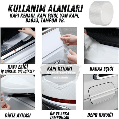 Üniversal Araç İçi 3D Şeffaf Karbon Kapı Eşik Bandı Arka Tampon Eşiği Koruma Folyosu Orijinal Hava Kanallı Yapışkanlı İthal Çok Amaçlı Tampon Koruma 5 Metre image 2