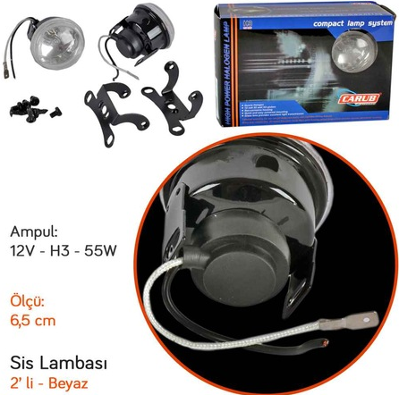 Carub Yuvarlak Sis Lambası 6,5 cm Beyaz 12V image 1