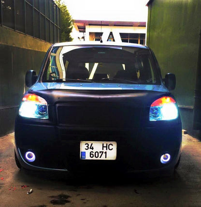 Üniversal Mercekli Angel Sis Farı Metal Su Geçirmez 89 mm Buz Mavi Halkalı Angel Eyes image 1
