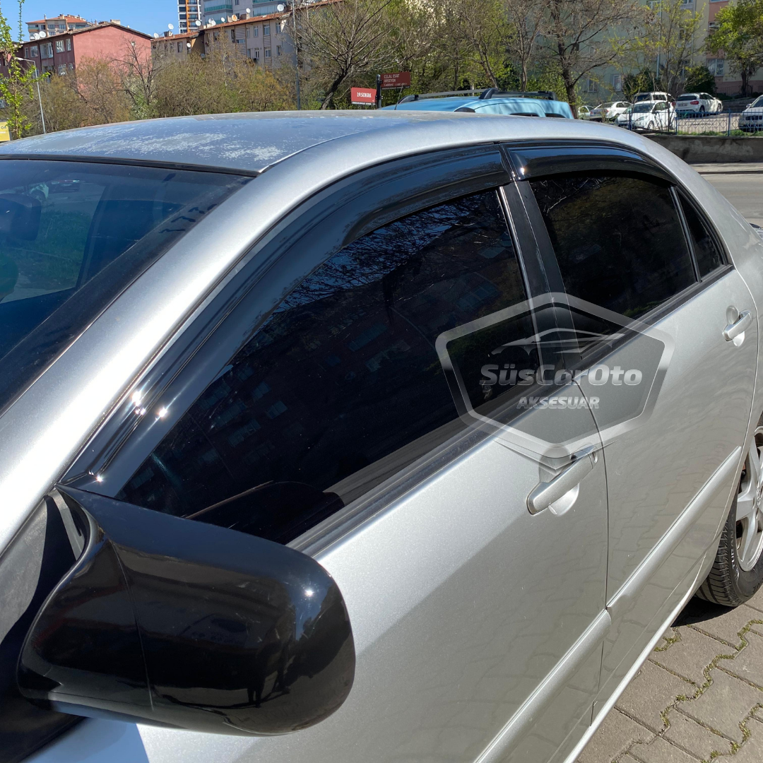 Toyota Corolla E120 2002-2006 Sedan Uyumlu Mugen Cam Rüzgarlığı Seti Piano Black 4'lü İthal image 1
