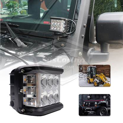 Off Road Led Lamba Delici Yayıcı Beyaz-Beyaz Flaşlı Kare Sis Farı Projektör 45W 12 Led Metal Arazi Çalışma Lambası 1 Adet image 5