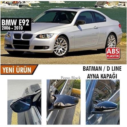 BMW E92 Makyajsız Kasa 2006-2010 Batman Yarasa Ayna Kapağı Piano Black ABS Plastik image 0
