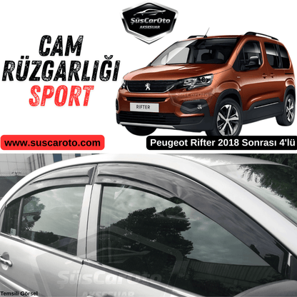 Peugeot Rifter 2018 Sonrası Uyumlu Mugen Cam Rüzgarlığı Seti Piano Black 4'lü İthal Parlak Siyah image 0